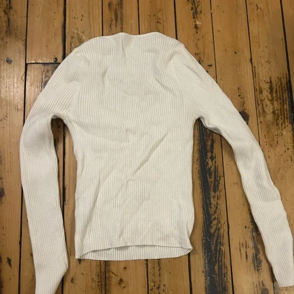 Women's Cream Ribbed Top - Picture 2 of 2